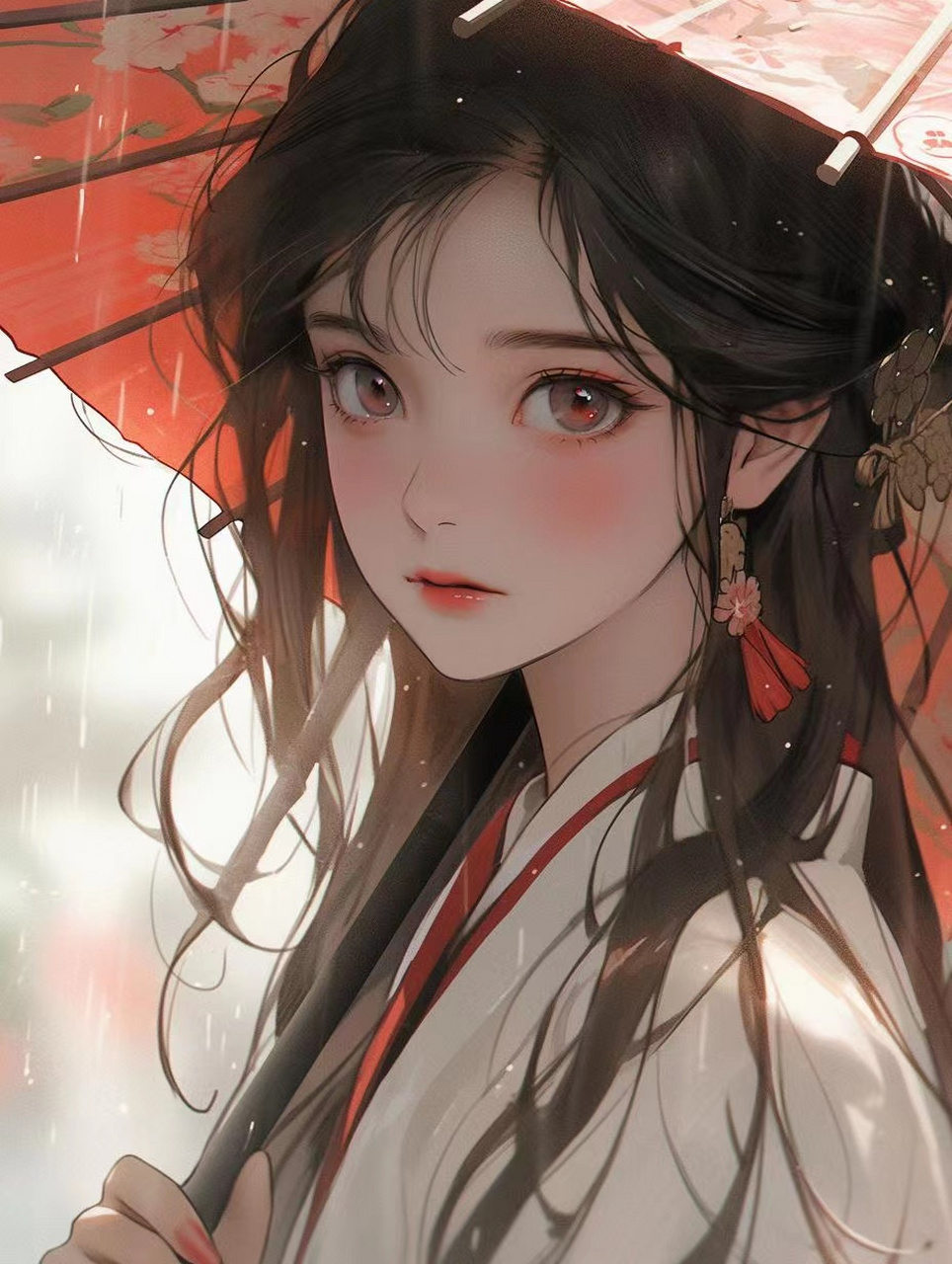 超级唯美的红衣小姐姐古风插画 #古风小分队# #古风插画