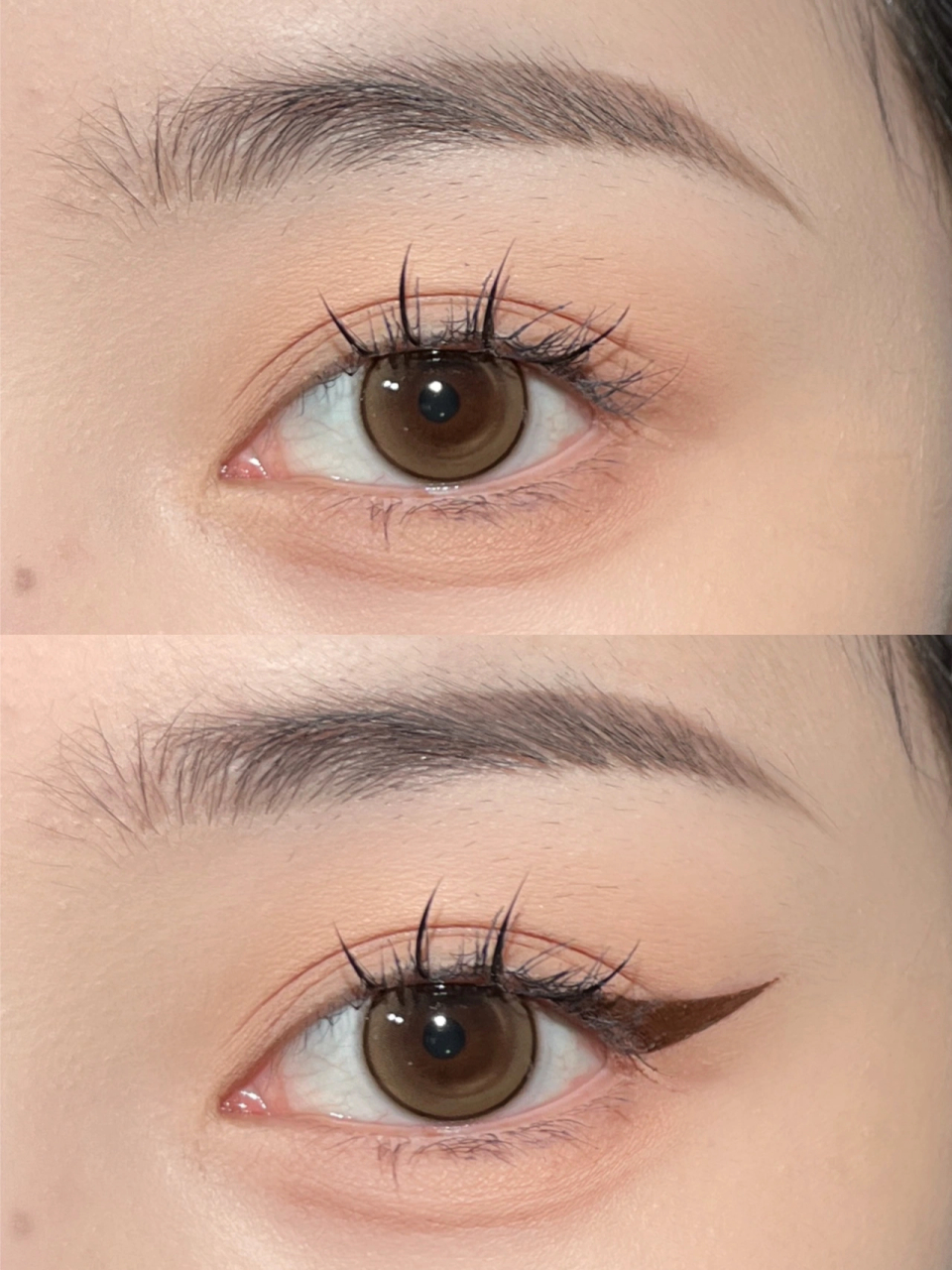hooded eye眼线画法  有没有姐妹画上挑眼线,眯着眼睛看起来挺流畅的