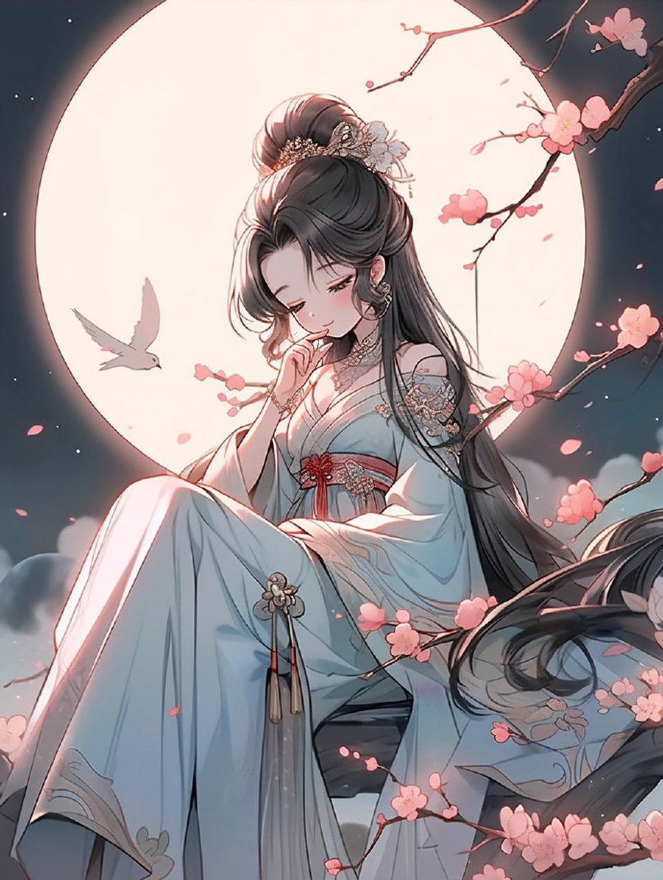 月下美人思故乡女生头像 676767 #古风插画