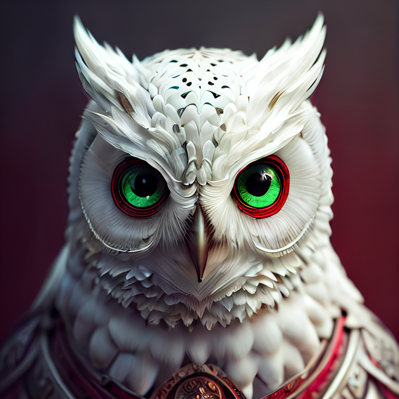 百度ai绘图黑科技#拟人白色猫头鹰,绿色大眼睛,大量细节,肖像,精系哪