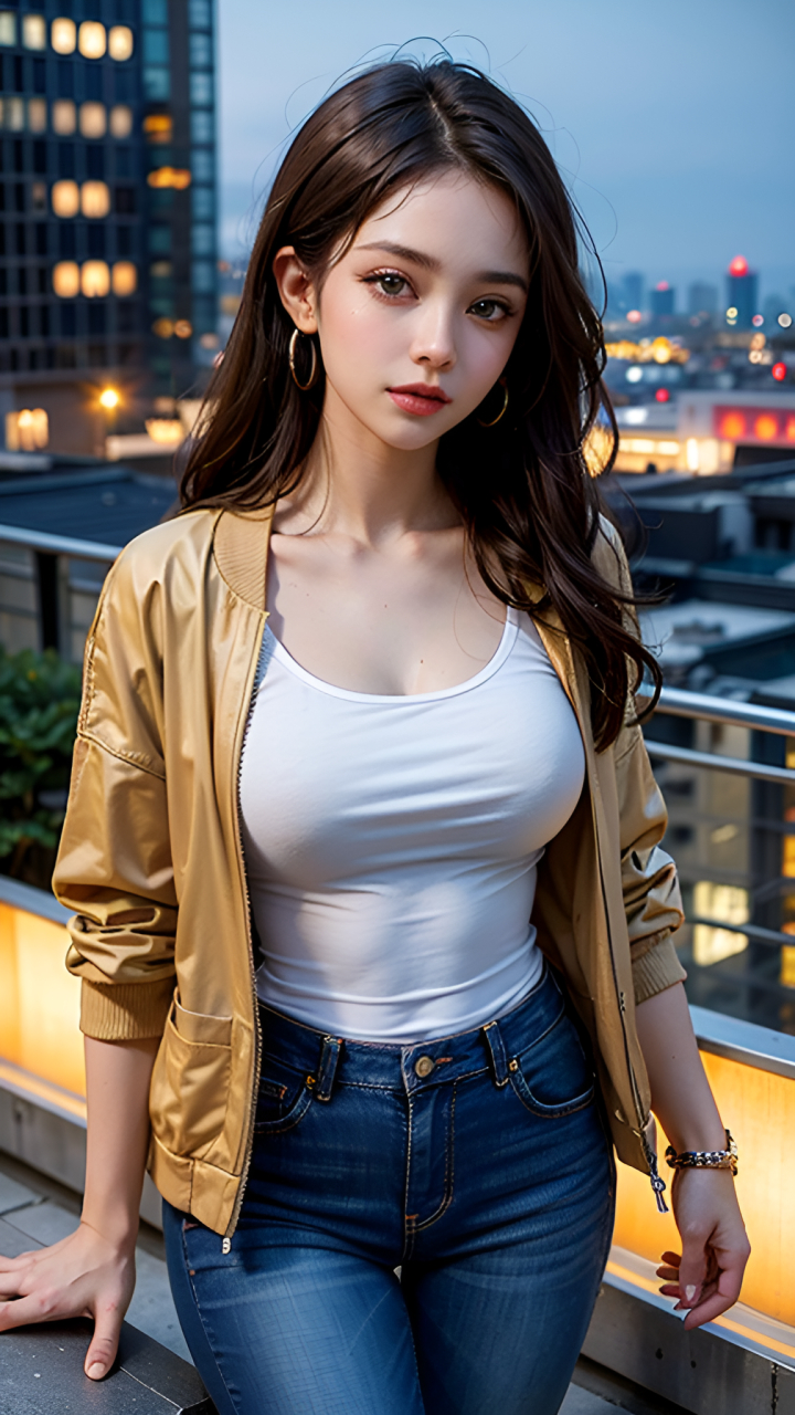 阳光美丽的休闲服美少女!#ai绘画美女写真# #百度仲夏打卡挑战赛