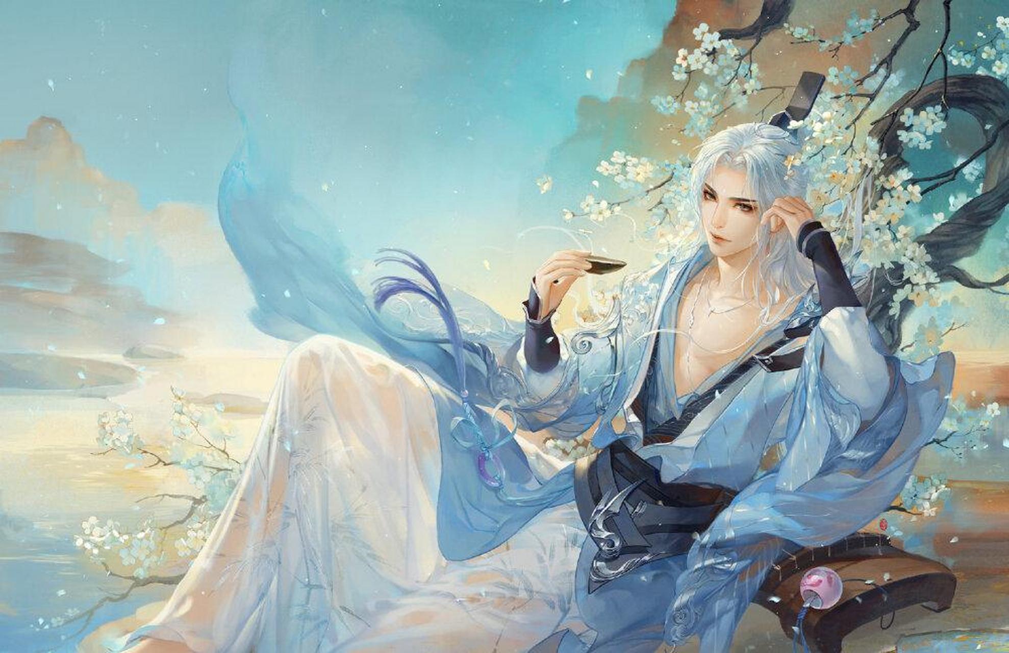 gif创作人# 古风美男 插画手绘 | 我的天太美了了,要流鼻血了,你叶技