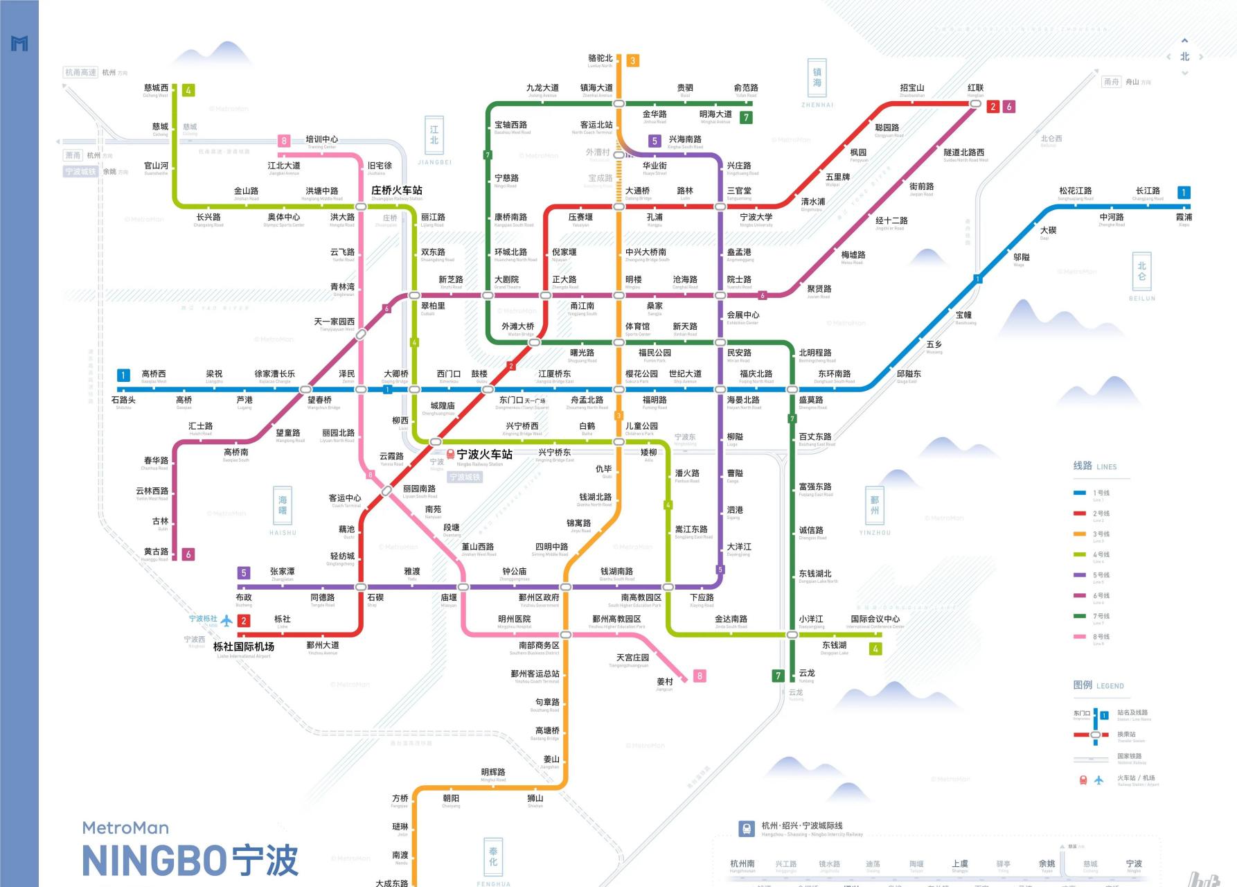 宁波市地铁线路图高清图片