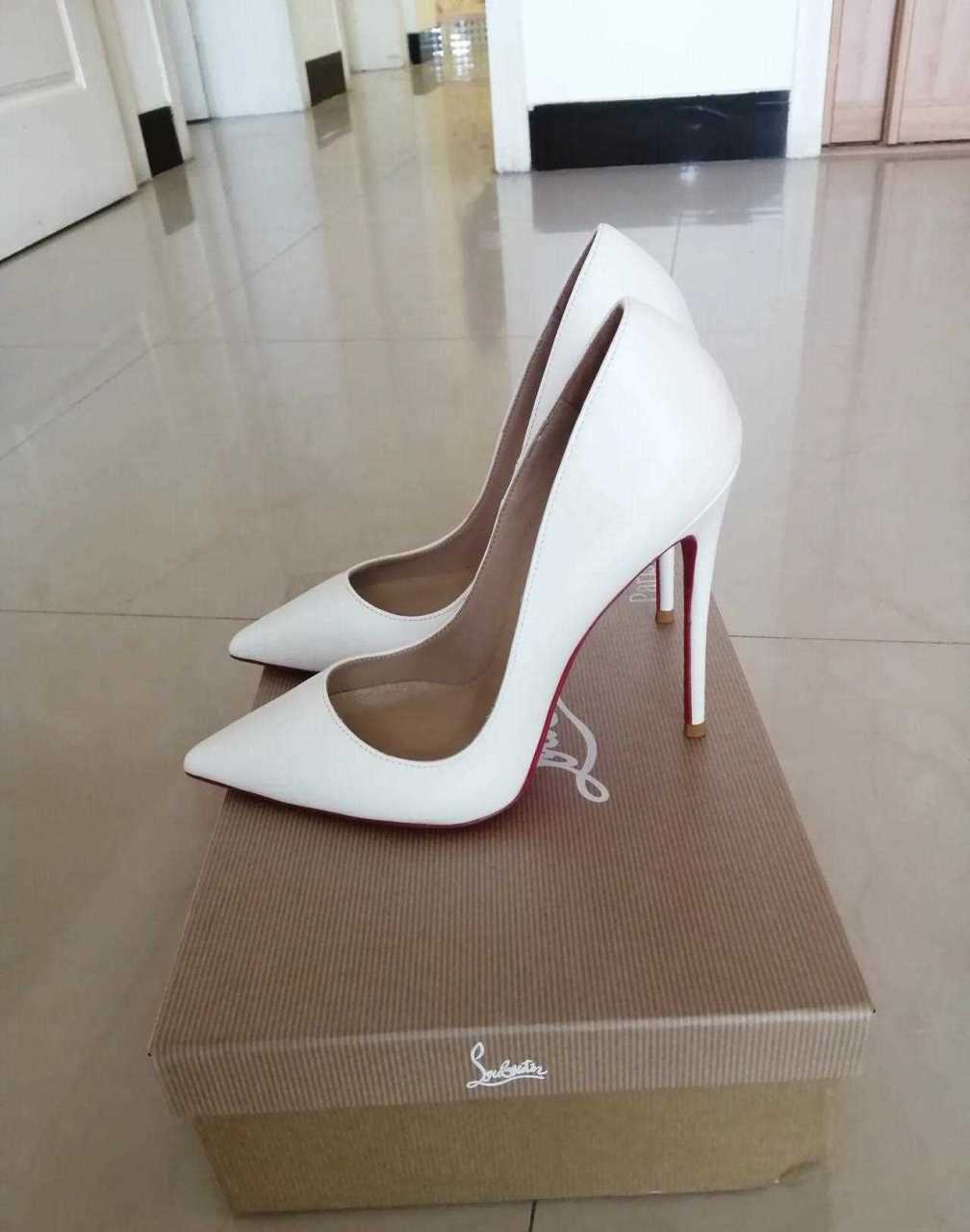 白色尖头红底高跟鞋,12cm高跟优雅高贵大方