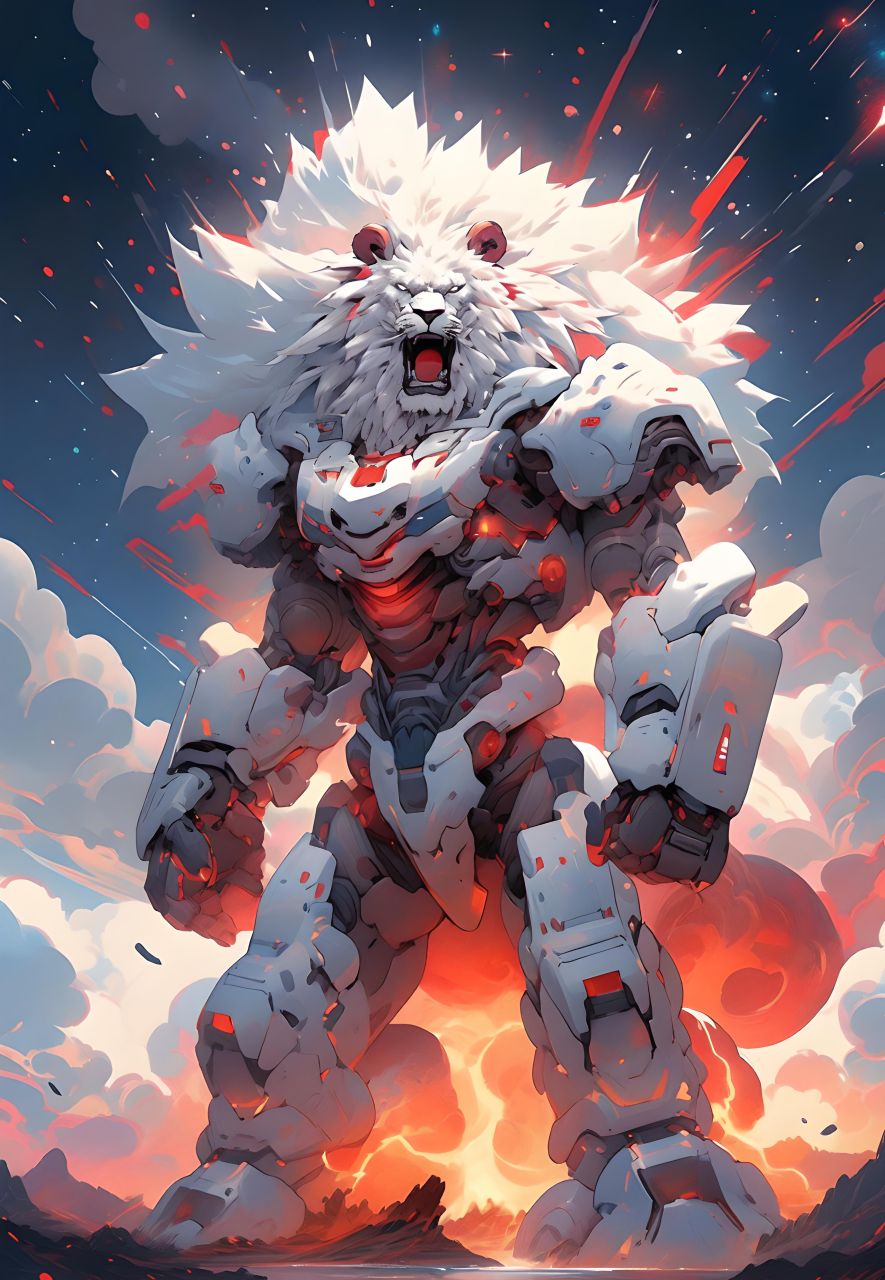 a绘50机甲,#帅##图片##动漫头像和壁纸##二次元##狮子王##机甲