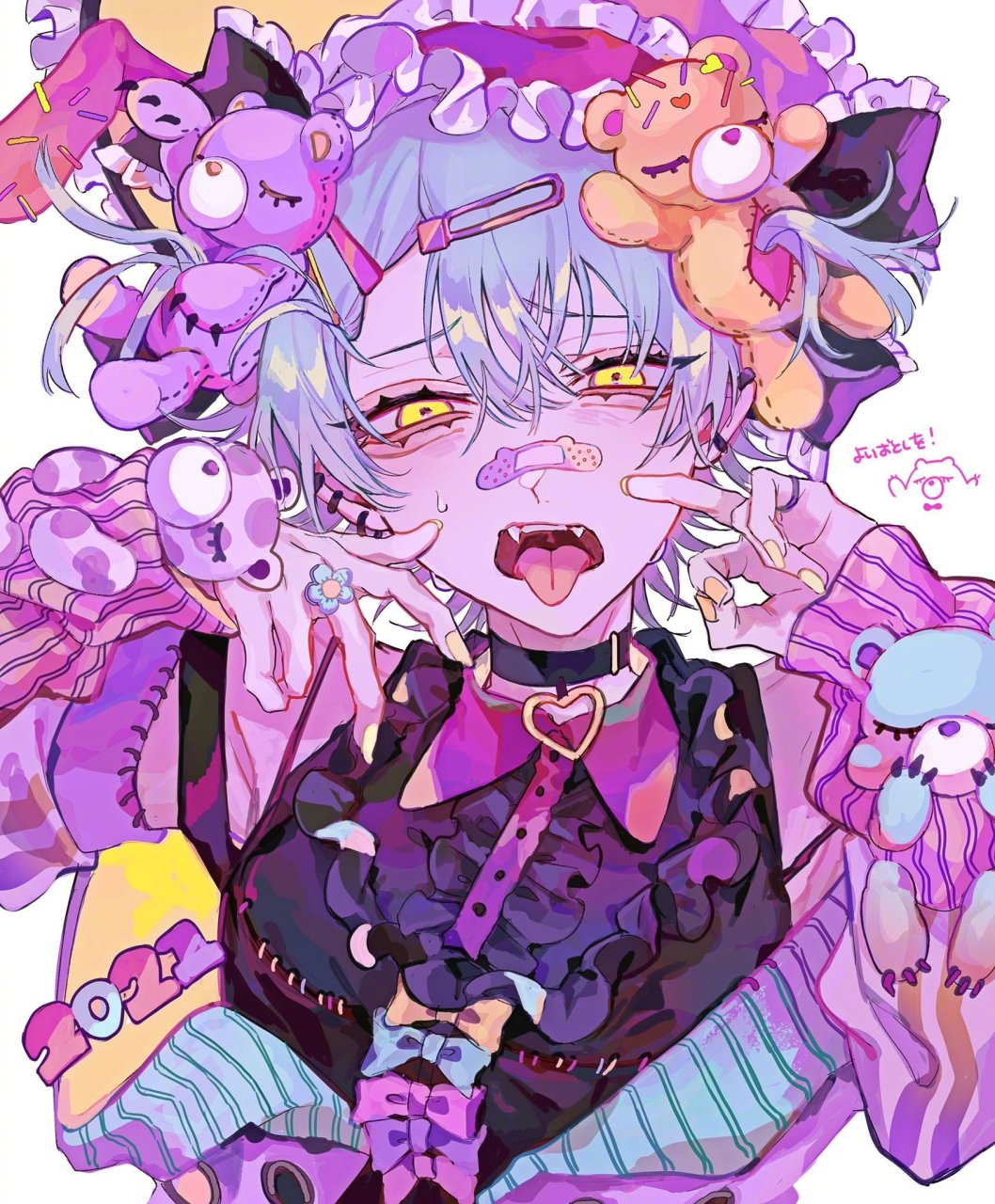 教科书级别可爱又涩气的病娇人设|插画师kuroume(twi:kuroume_1024)