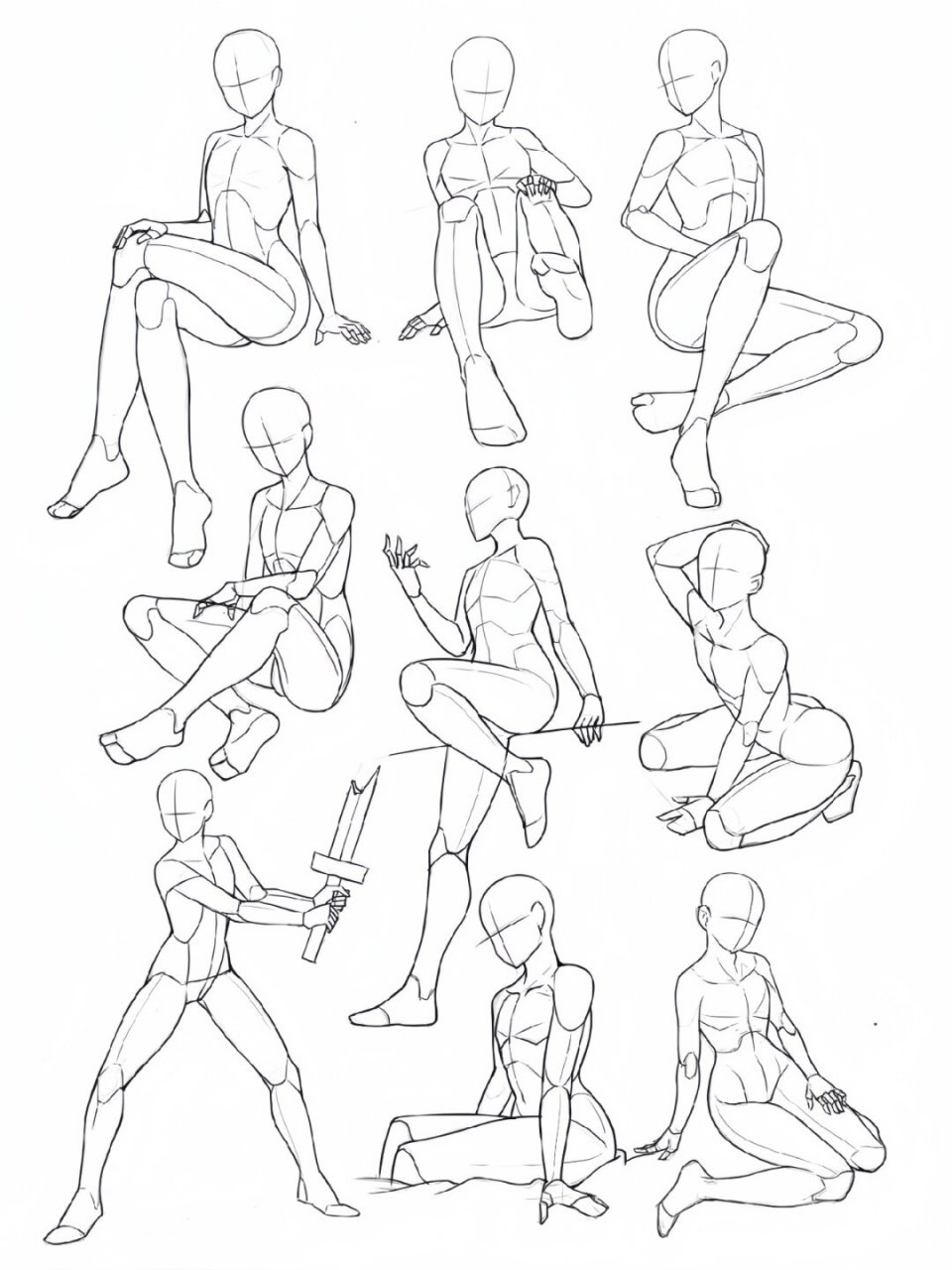 n多种动态线稿参考  站姿:站姿是人体最基本的动态之一,也是最容易