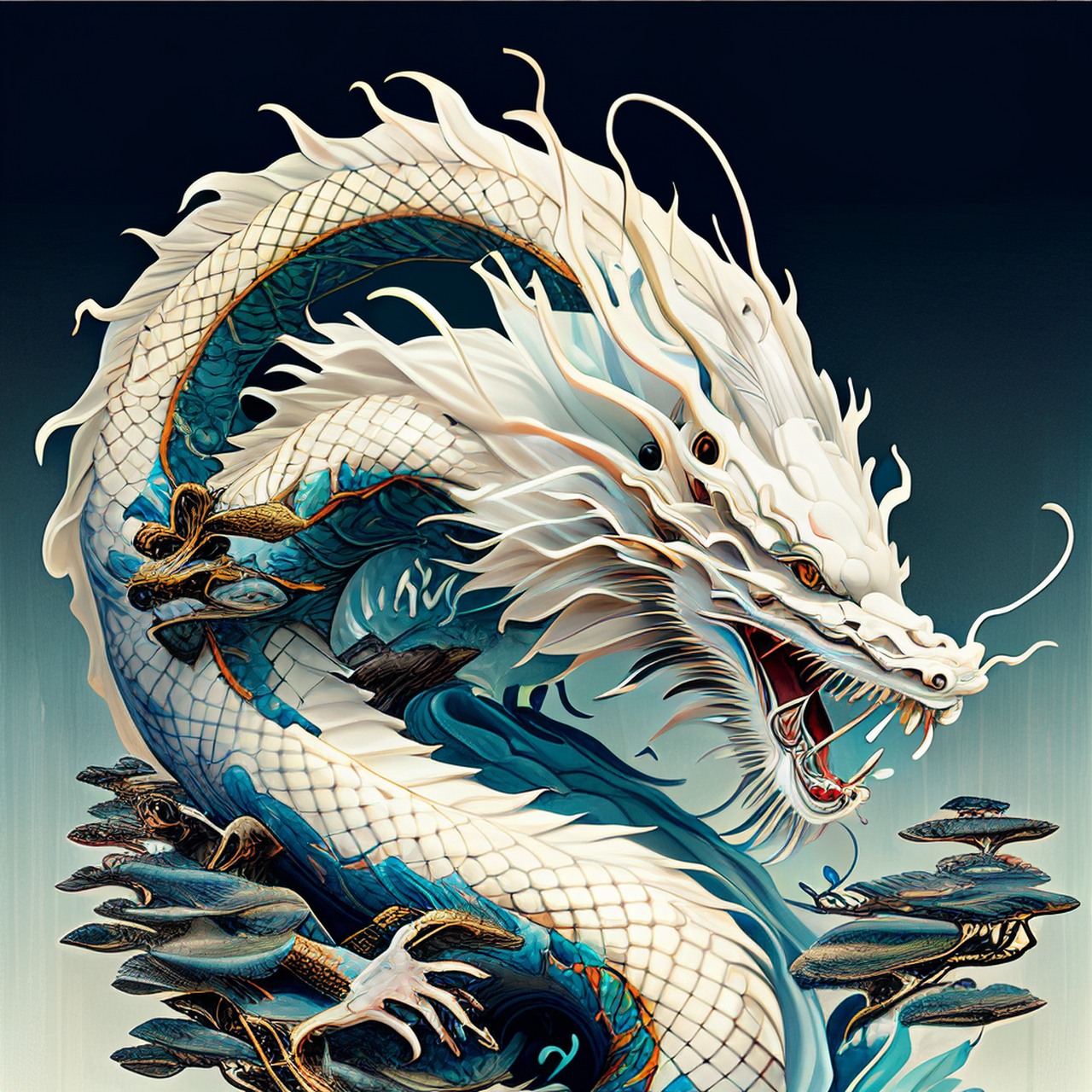 白龙过涧玉琮琤,涧外松声击戛鸣.4k,简洁,静谧#百度ai绘图黑科技