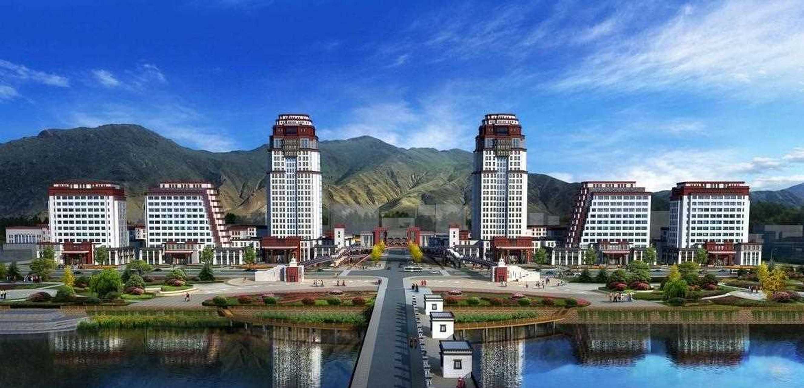 没想到拉萨也有cbd,从效果图来看与城市中现代化的cbd最大的不同就是