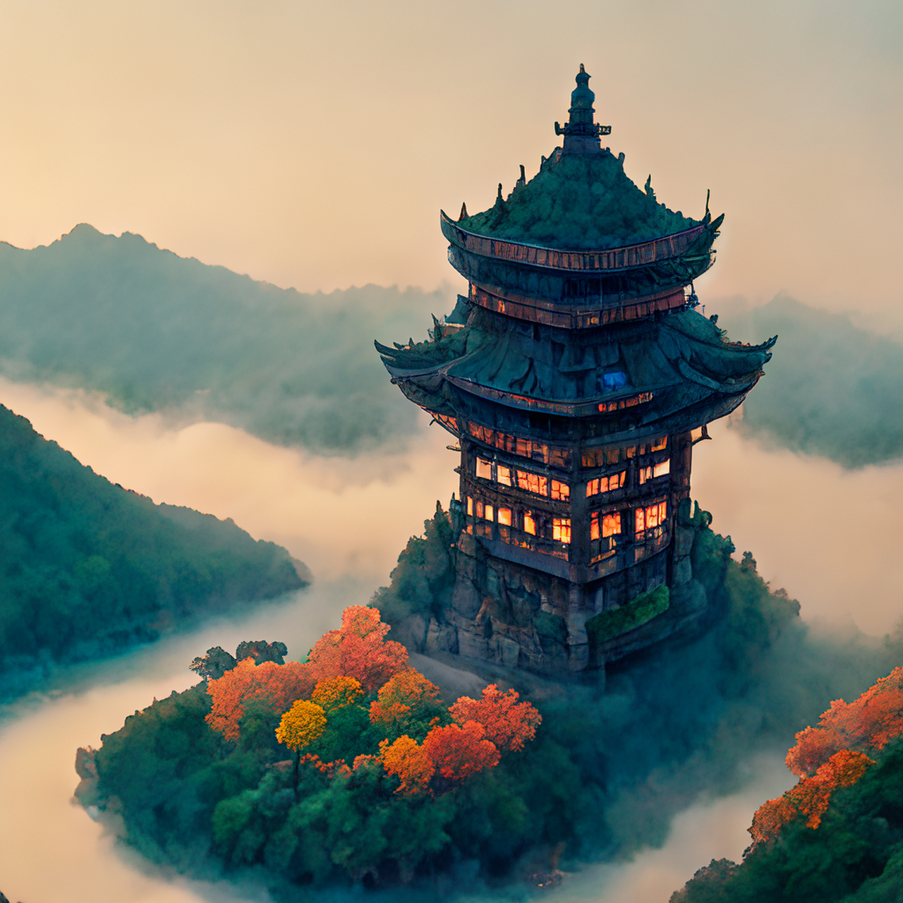 百度ai绘图黑科技#图片,卫星视图,古风绘画,中国风,描绘古诗词,古典