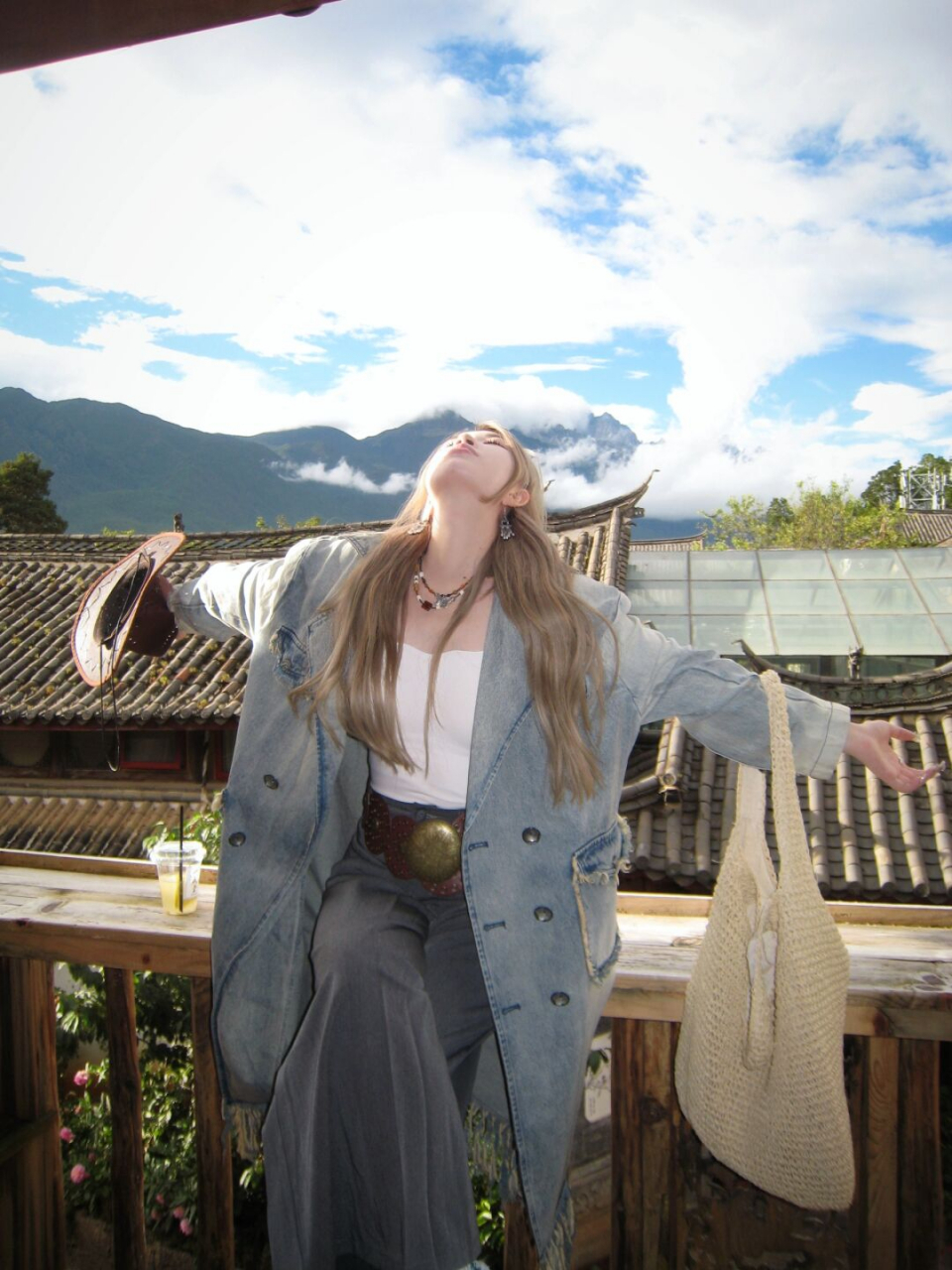 梨形粗腿国庆出游穿搭  白沙古镇超美7815