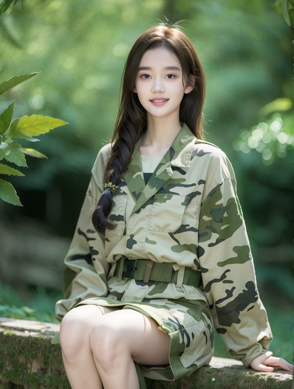长得好看穿啥都好看[给力] #美女# #气质美女# #迷彩服# #清纯甜美