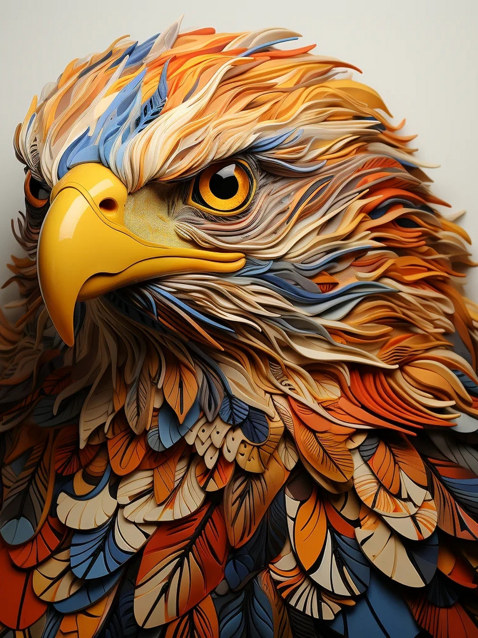 midjoureny 鹰视图  an eagle rendered in moiré patterns, op art