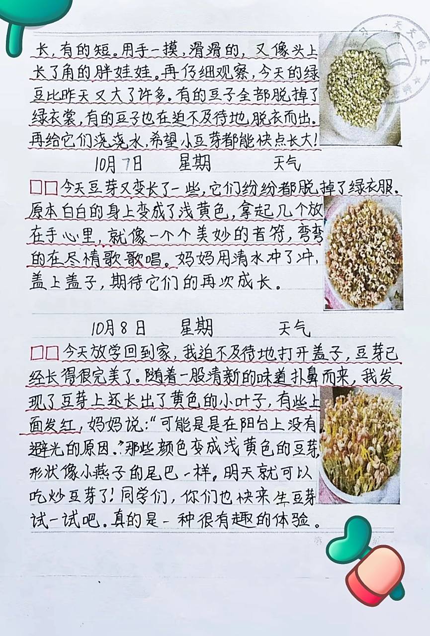 四年级观察日记400字绿豆发芽结尾怎么写?的简单介绍