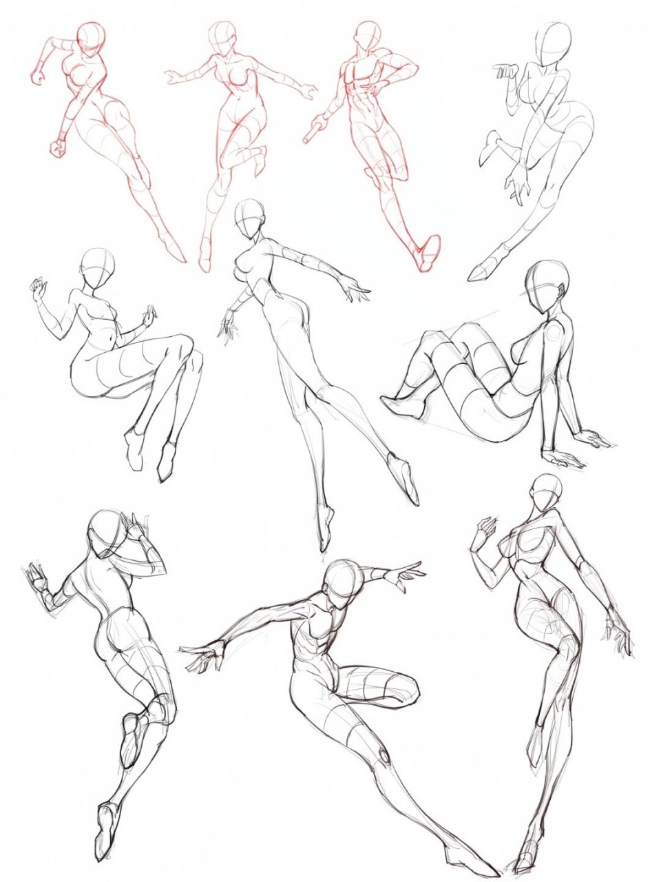 n多种动态线稿参考  站姿:站姿是人体最基本的动态之一,也是最容易