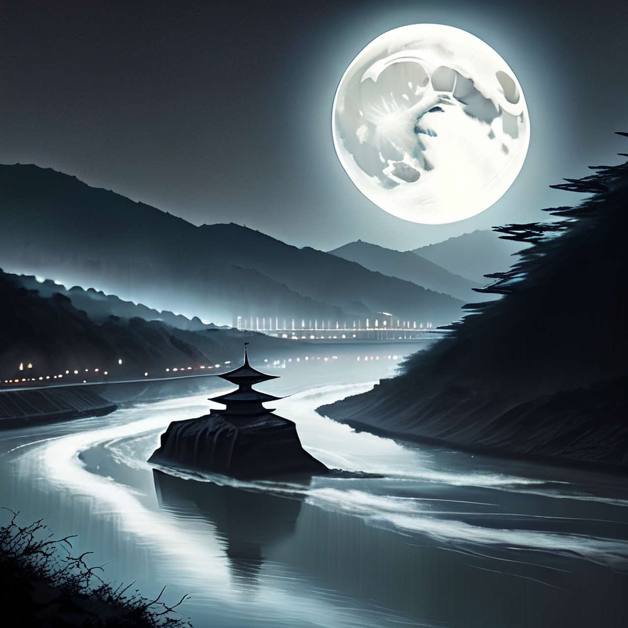 月光长照江长流,中有白鸥间似我.朦胧,绚丽,优美#百度文心一言来了