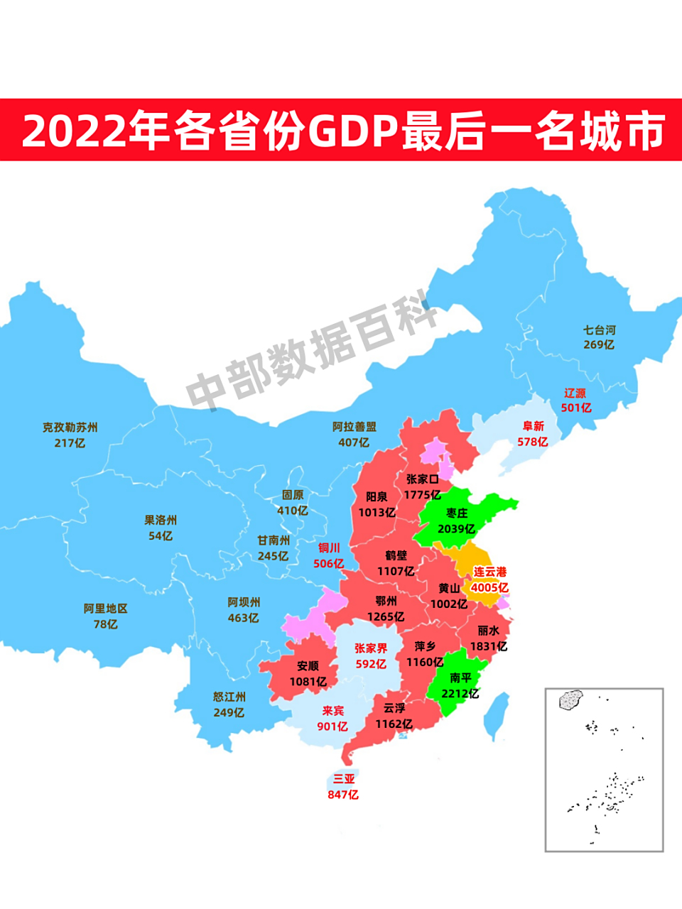 2022年我国各省份gdp最后一名城市,江苏不愧是十三太保,即使是最后