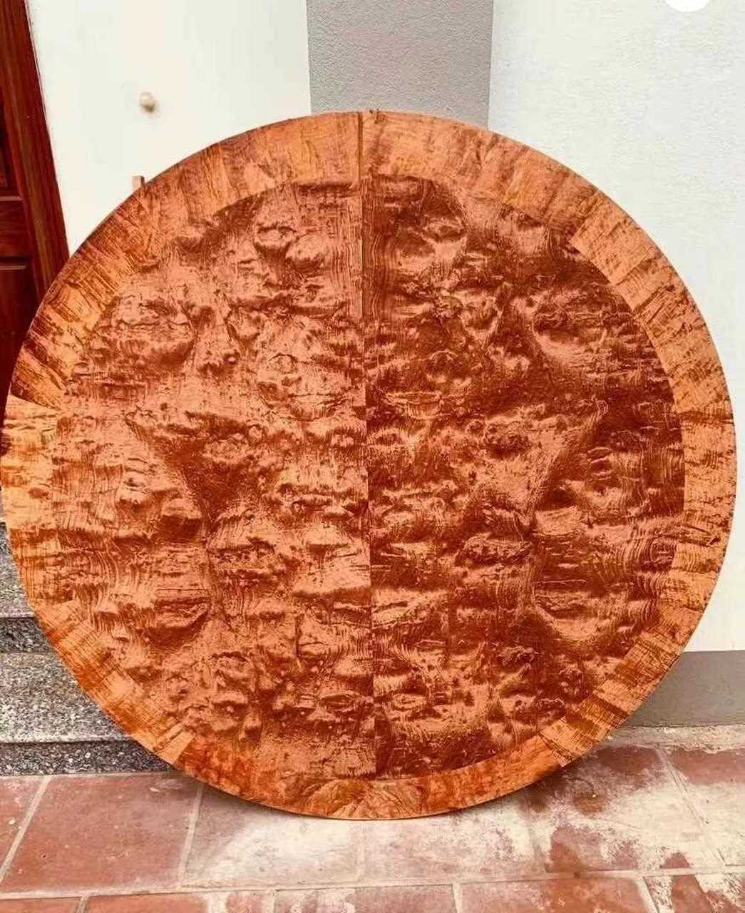缅甸花梨(大果紫檀)虎皮纹16米圆,面板厚13公分