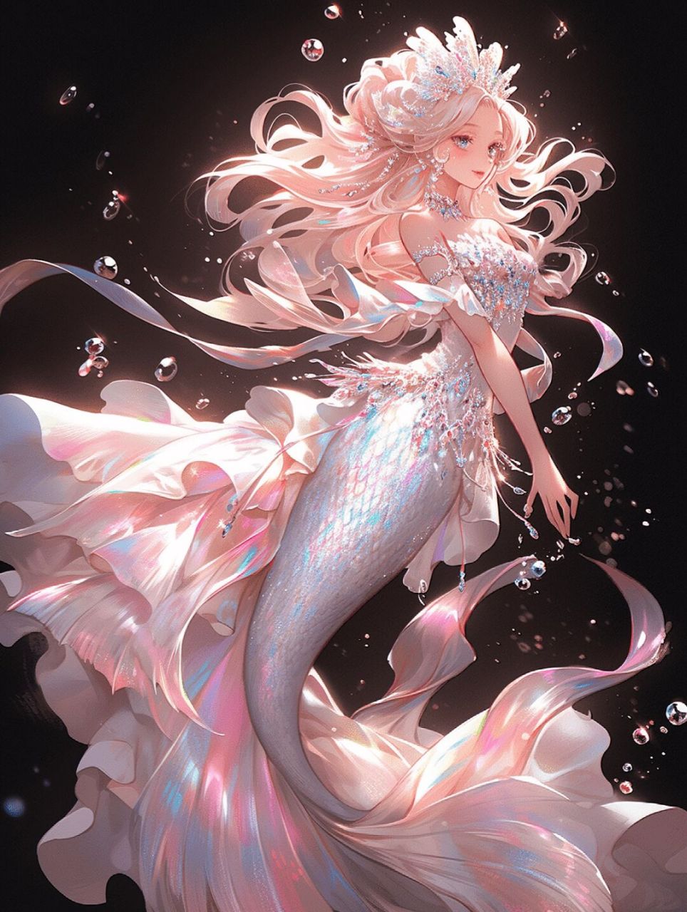 人鱼好美  人鱼是一种神秘的生物,常常被描绘为半人半鱼的生物,有着鱼