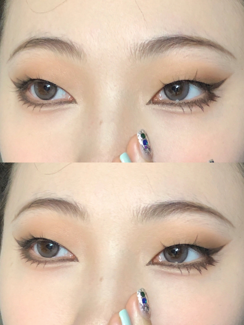 全包猫眼眼线小烟熏  单眼皮女生最适合画上挑全包的猫眼眼线,展现既