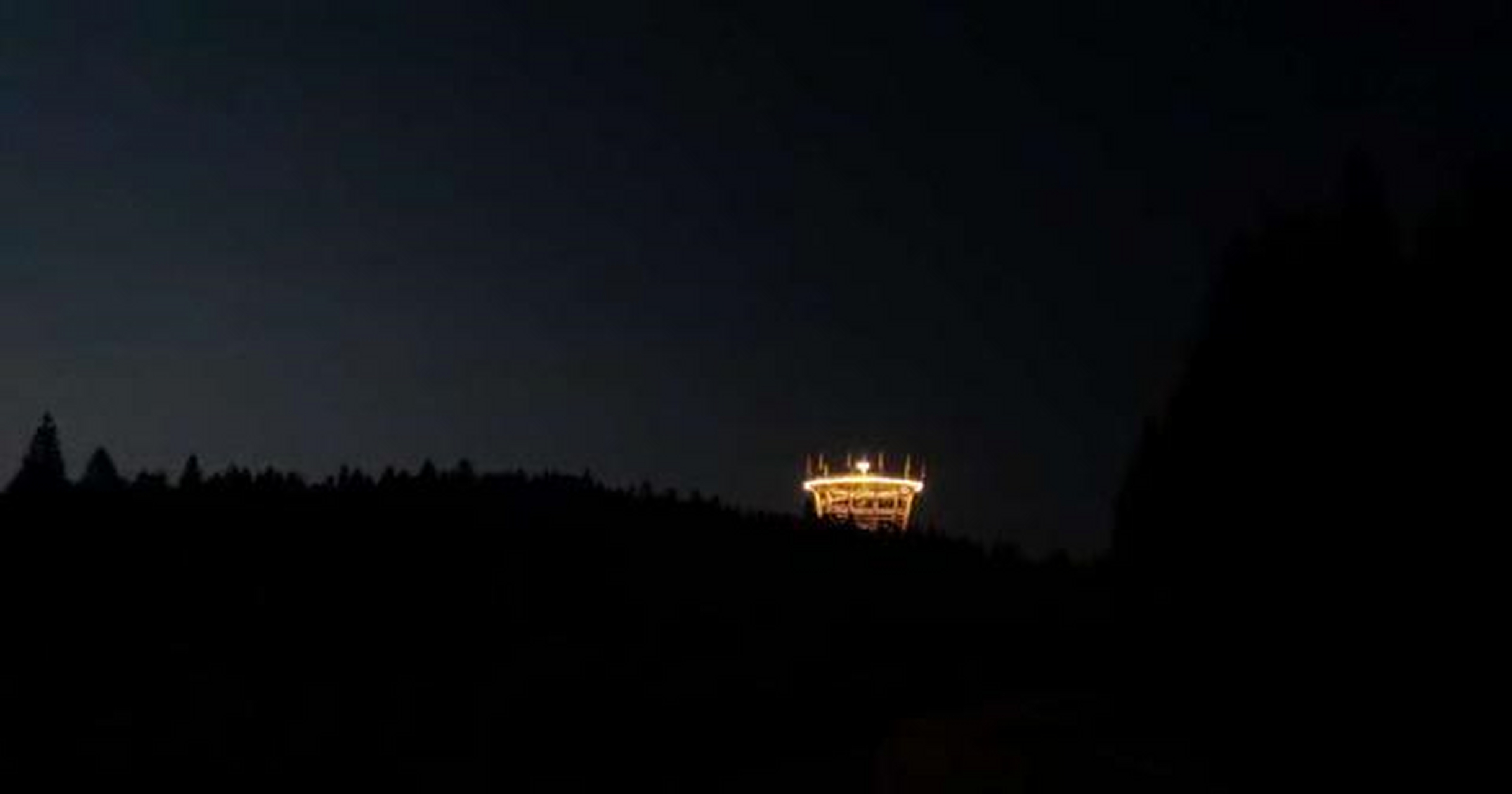 仙女山树顶漫步夜景图