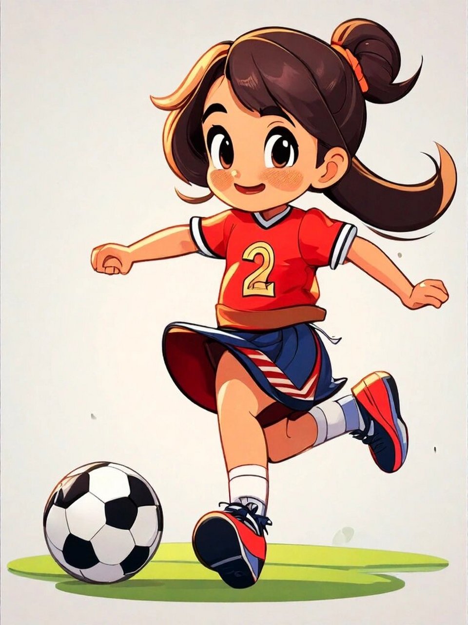 女生踢足球卡通图片