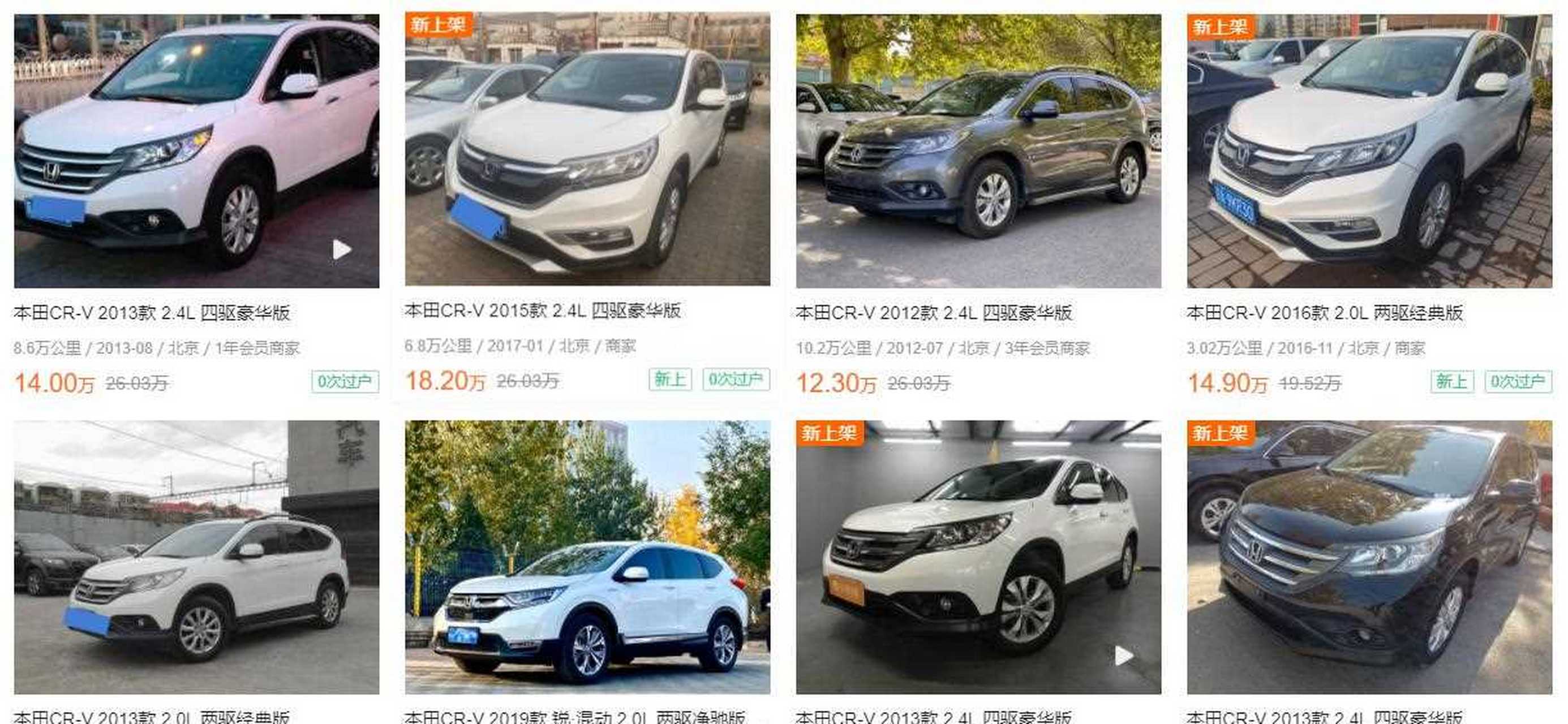 圖1是美國二手車網站上掛出的cr-v(部分),圖2是國內二手車網站上的cr