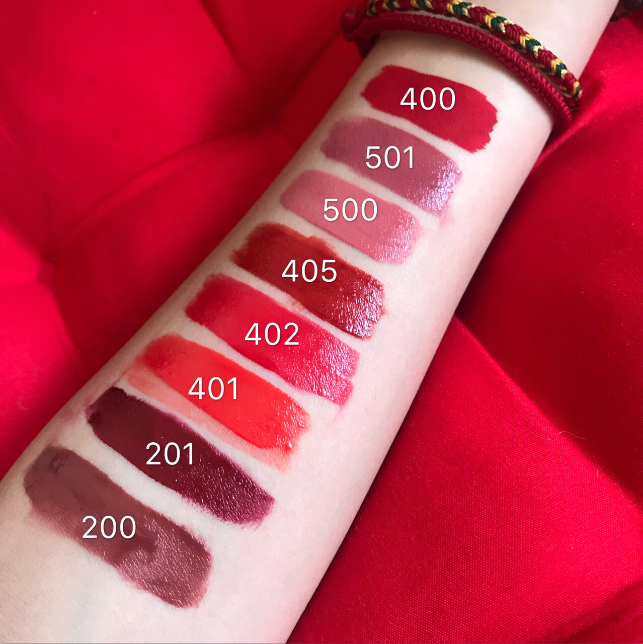 阿玛尼红管唇釉色号试色200 201 405 501 阿玛尼红管唇釉热门色号试色
