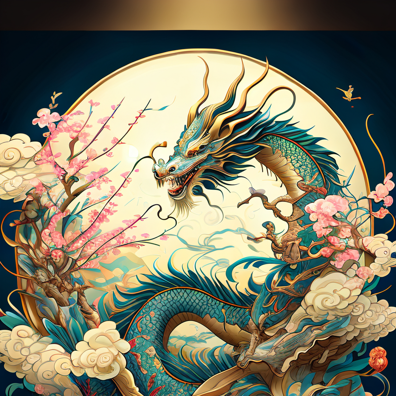 苍龙颁春动时辂,晴光彩错明金铺.中国风,优美,淡雅#百度ai绘图黑科技#