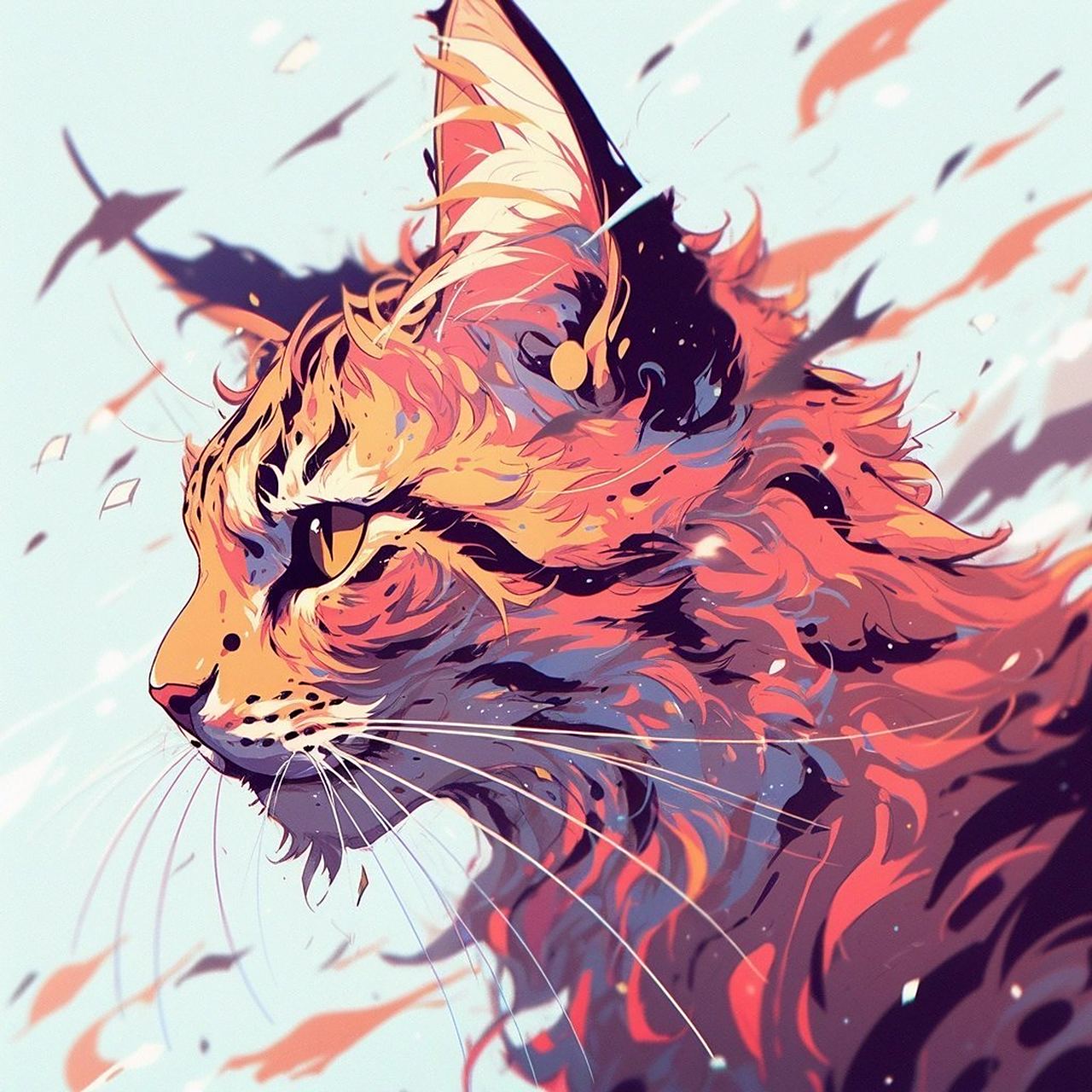 五彩斑斓的猫,这是什么深陷画风!