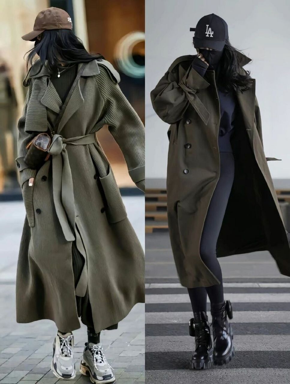 鸭舌帽长袖外套短裤主打一个下身消失术 帽子大衣紧身牛仔裤显腿长更