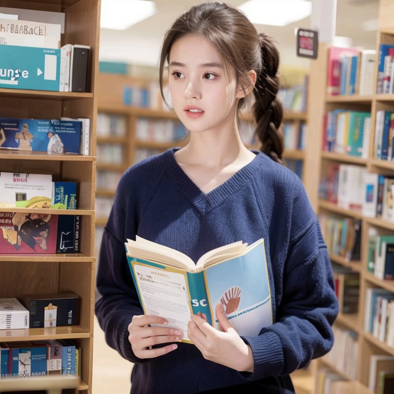 图书馆里的清纯美少女写真#清纯甜美女孩# #气质美女# #养眼美女# #图