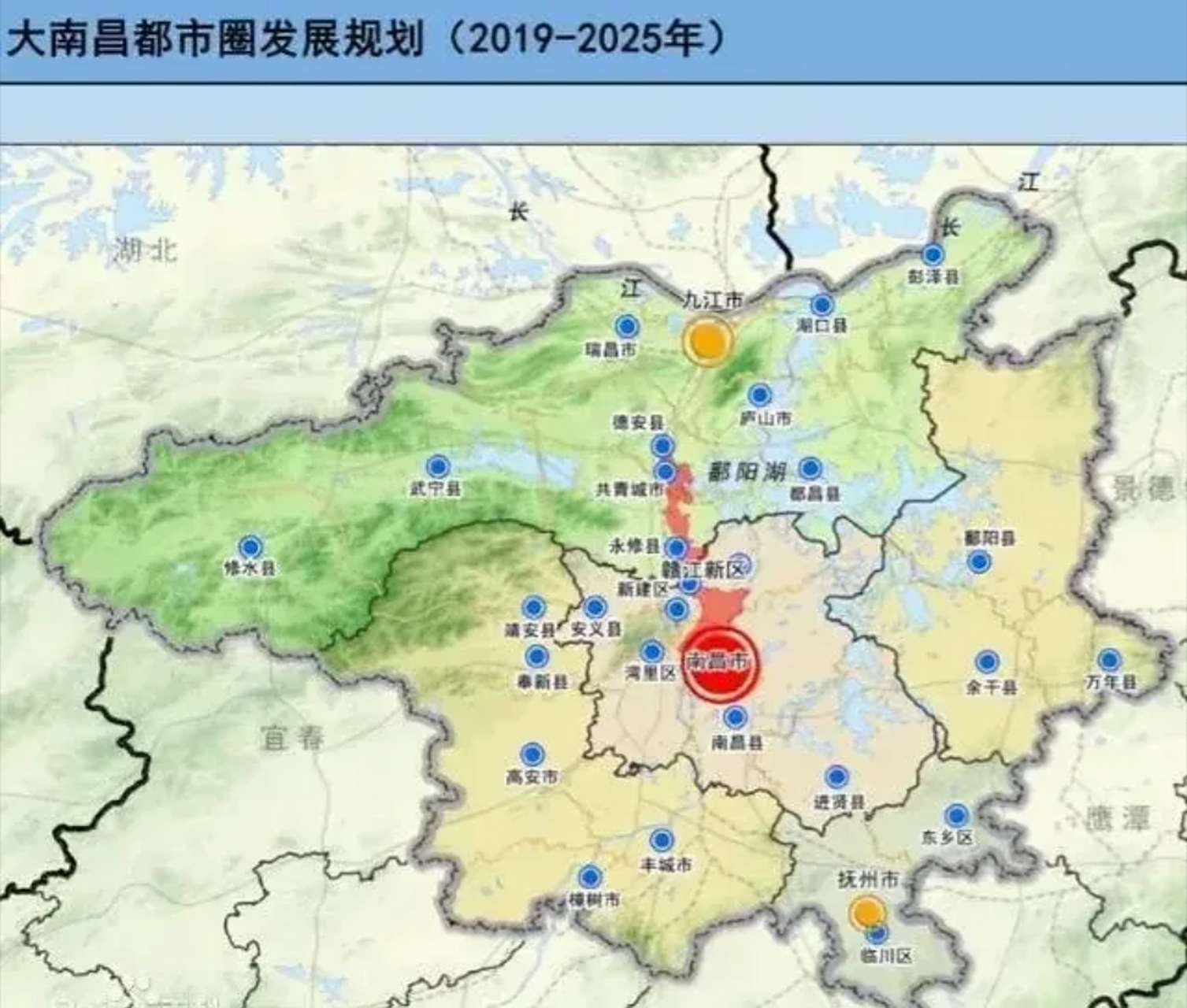 从大南昌都市圈的人口规划来看,南昌市,九江市分别为城区人口超过300