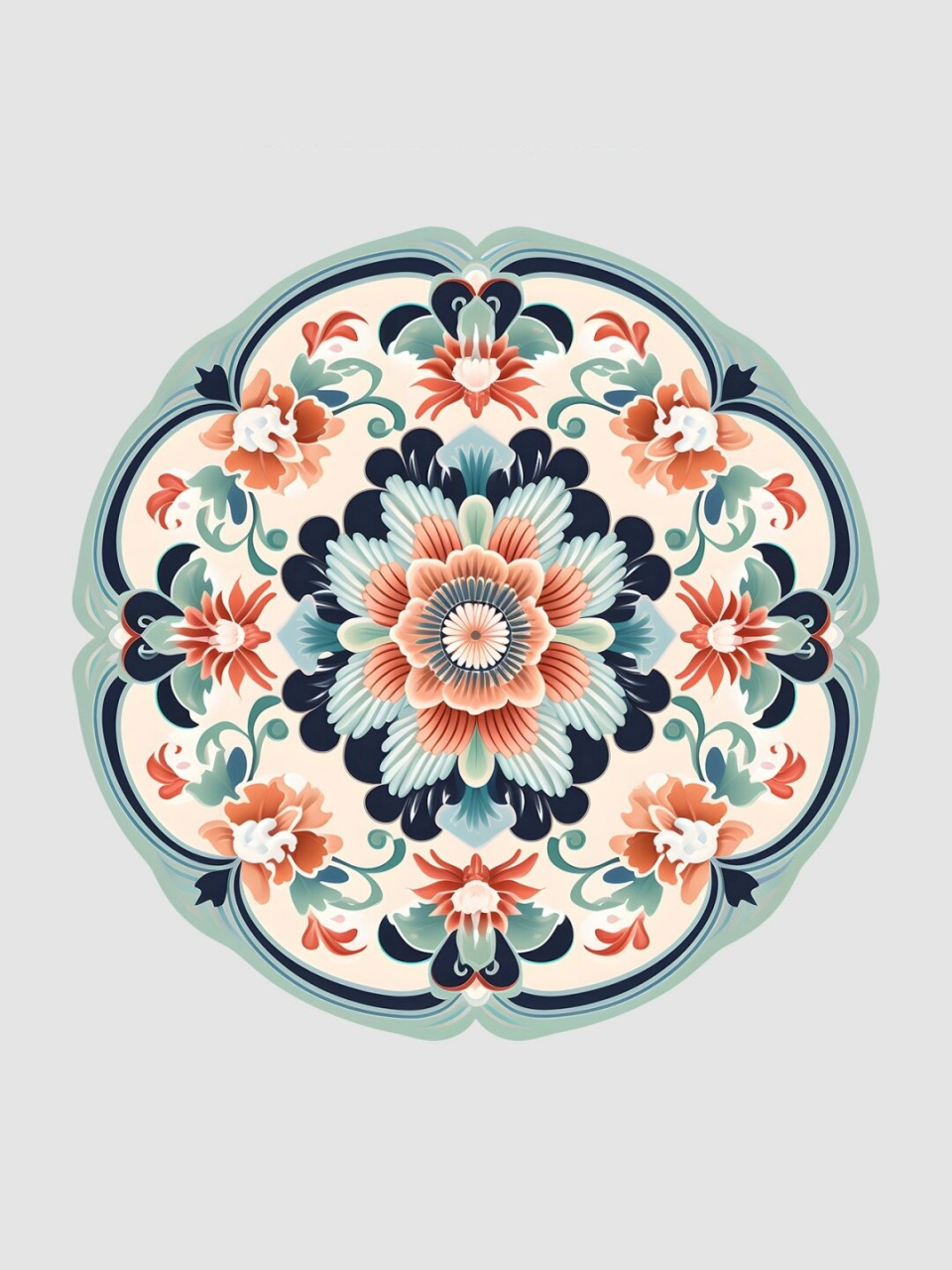 中国传统纹样花团锦簇  中纹是一种传统的中国装饰图案,通常以花卉