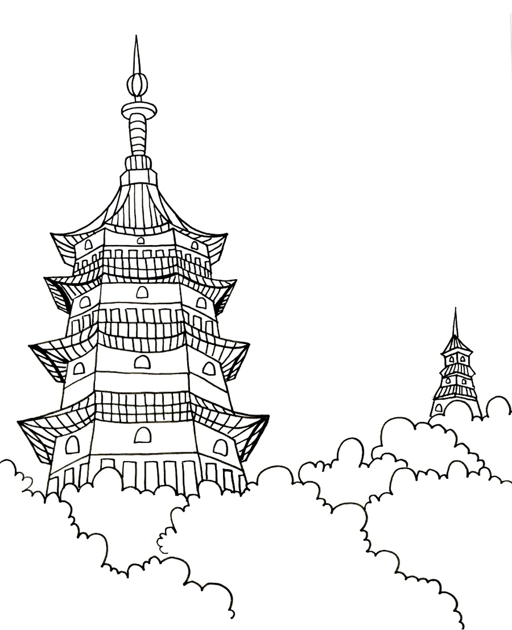 儿童画教学,古建筑之美-塔  要说到祖国大地上遗存最多的古建筑,那么