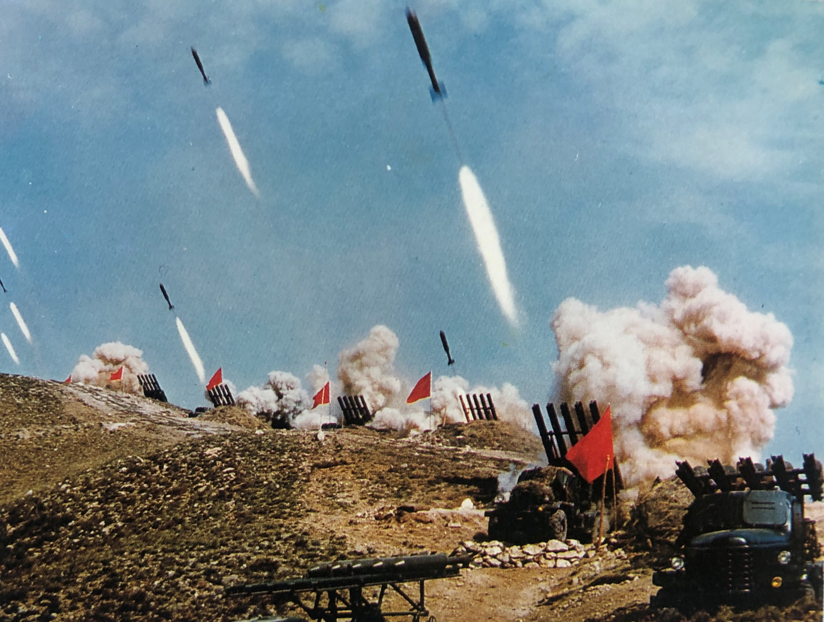 74式火箭布雷车演习中发射火箭布雷弹