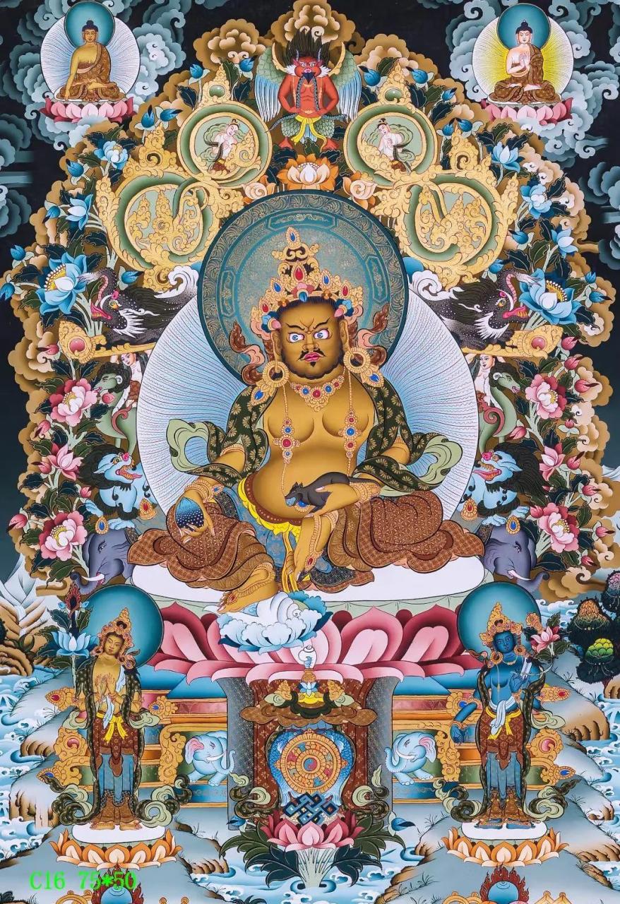 尼泊尔17171717精品唐卡 黄财神 所求如愿 世间安乐