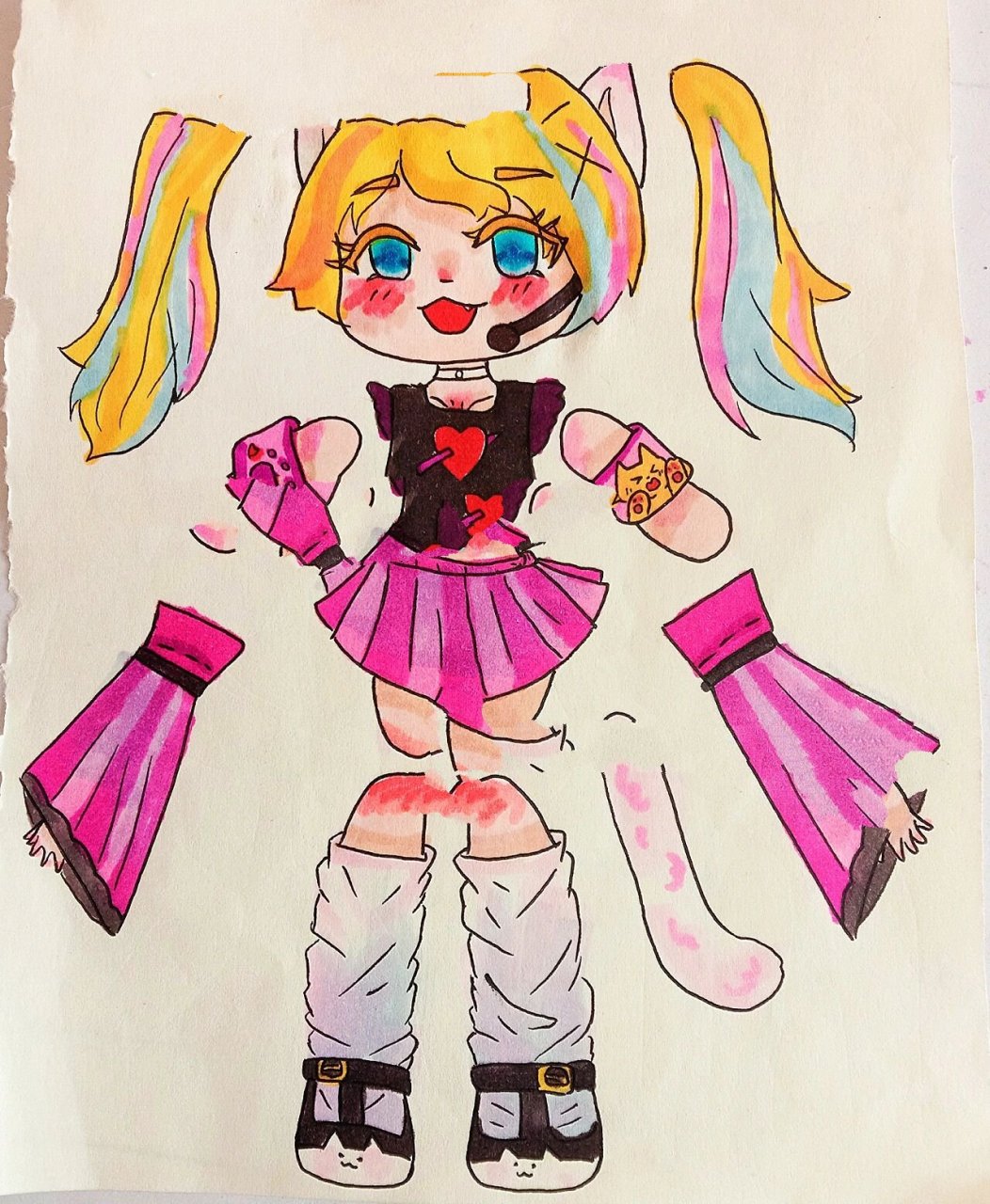 原创可动纸片人图纸素材 "嗨嗨嗨,半夜更新有夜猫子