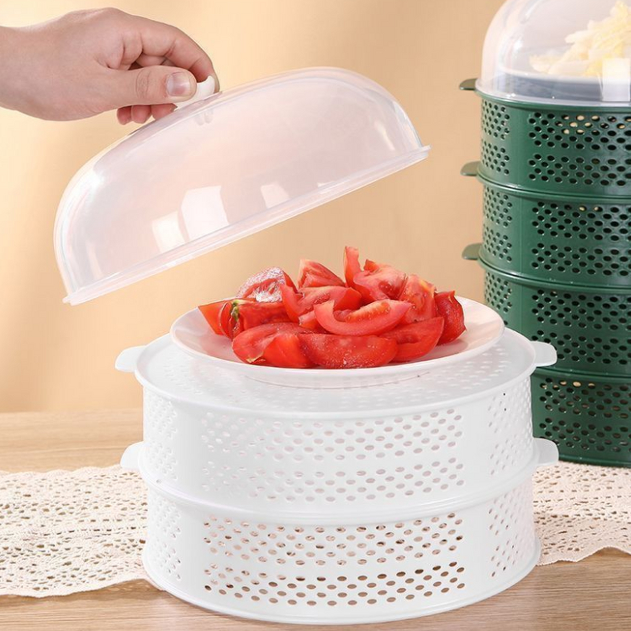 这款多层菜罩真是太好用了!它采用pp材质,可直接与食物接触,安全无毒.