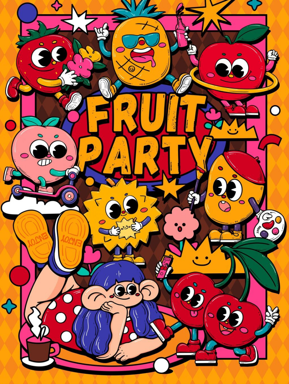 原创插画的缤纷盛宴  在这个炎热的夏天,让我们一起参加一场水果派对!