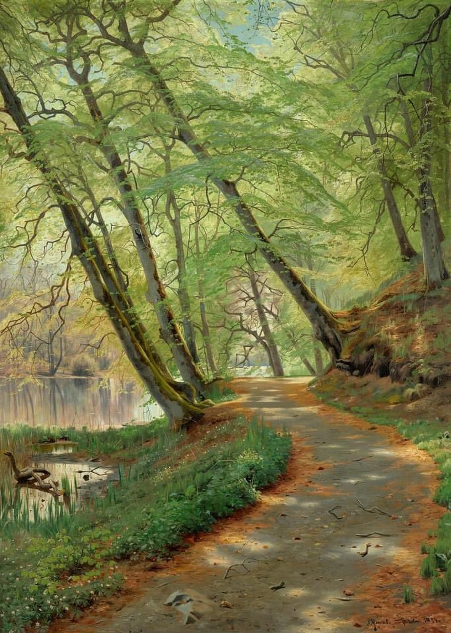 m03nsted(丹麦,1859-1941)《河边林间小路》(1894 年)布面油画 114