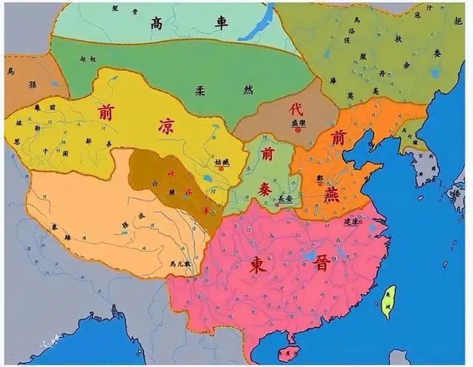 前秦灭前燕和后来的北周灭北齐完全一样,一样的统治范围,一样的路线