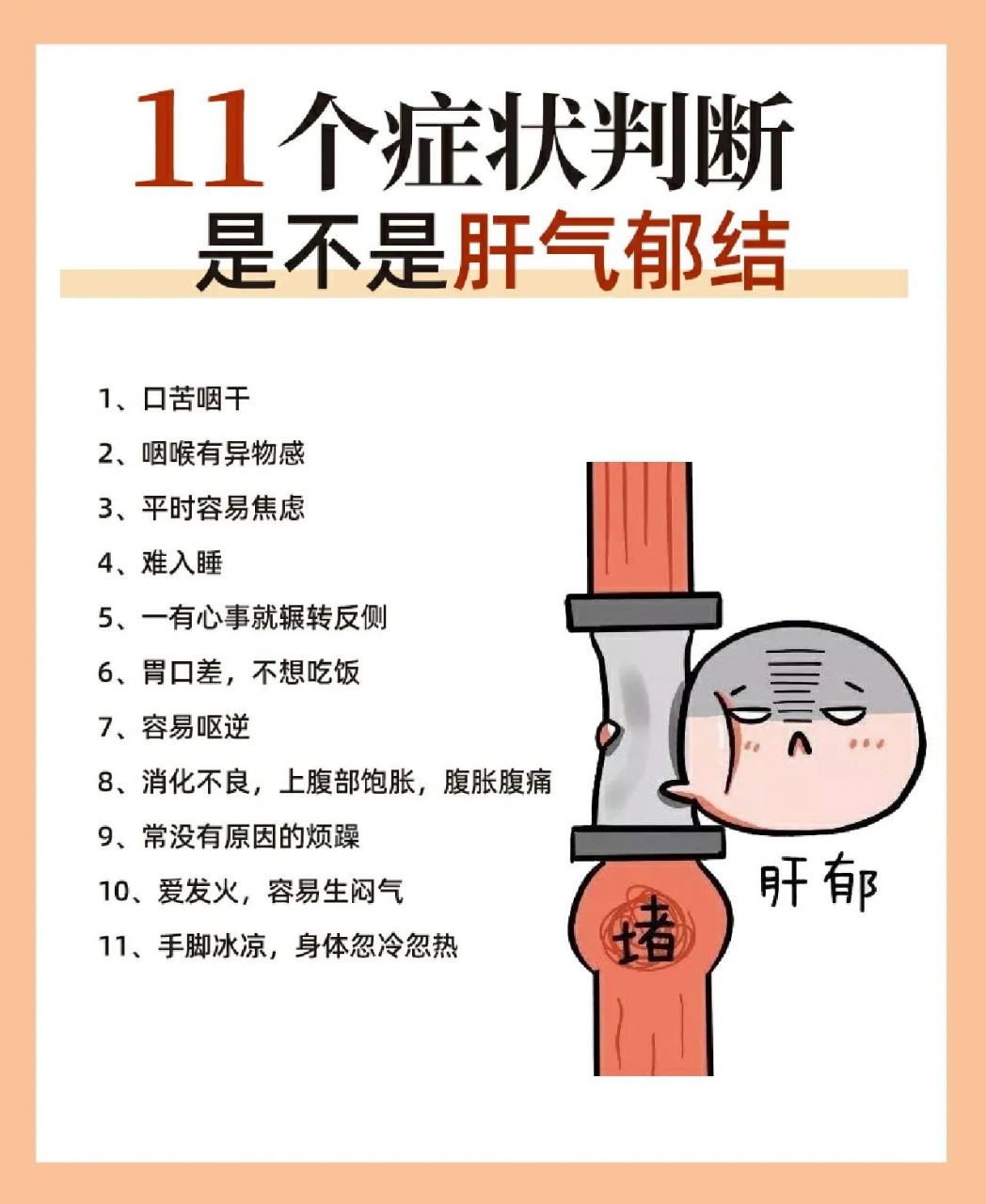 11个症状判断自己是不是肝气郁结#肝病# #肝气郁结# #中医#  1,苦咽干