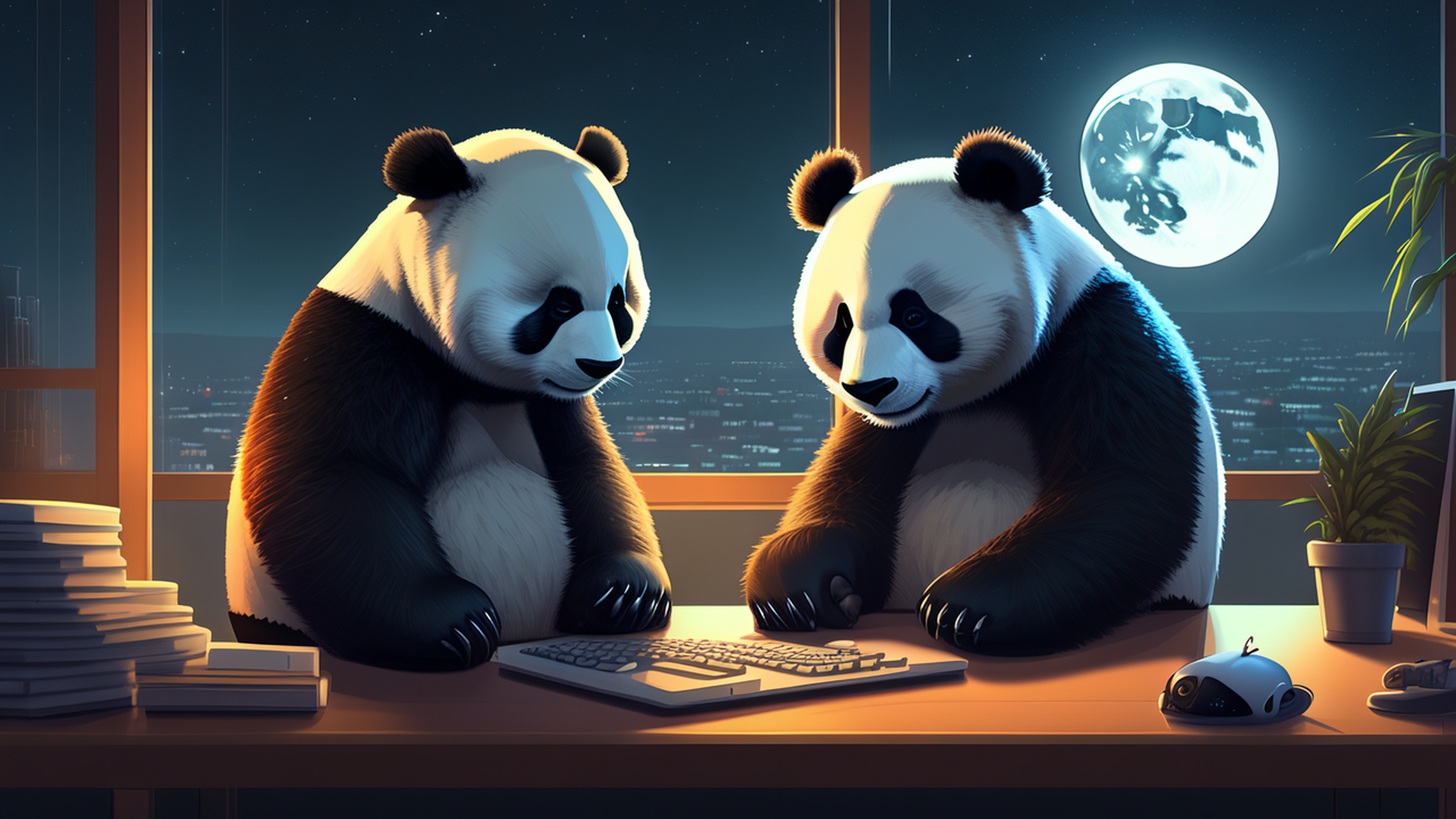 用ai画了一组程序员横版壁纸,你们觉得可爱吗?