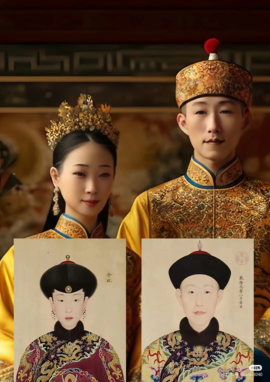 ai还原中国古人 乾隆令妃合影