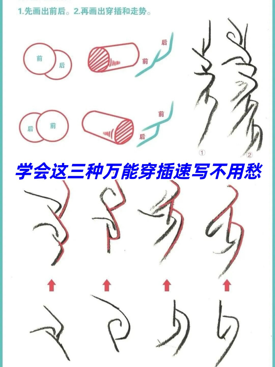 速写穿插叠压图片