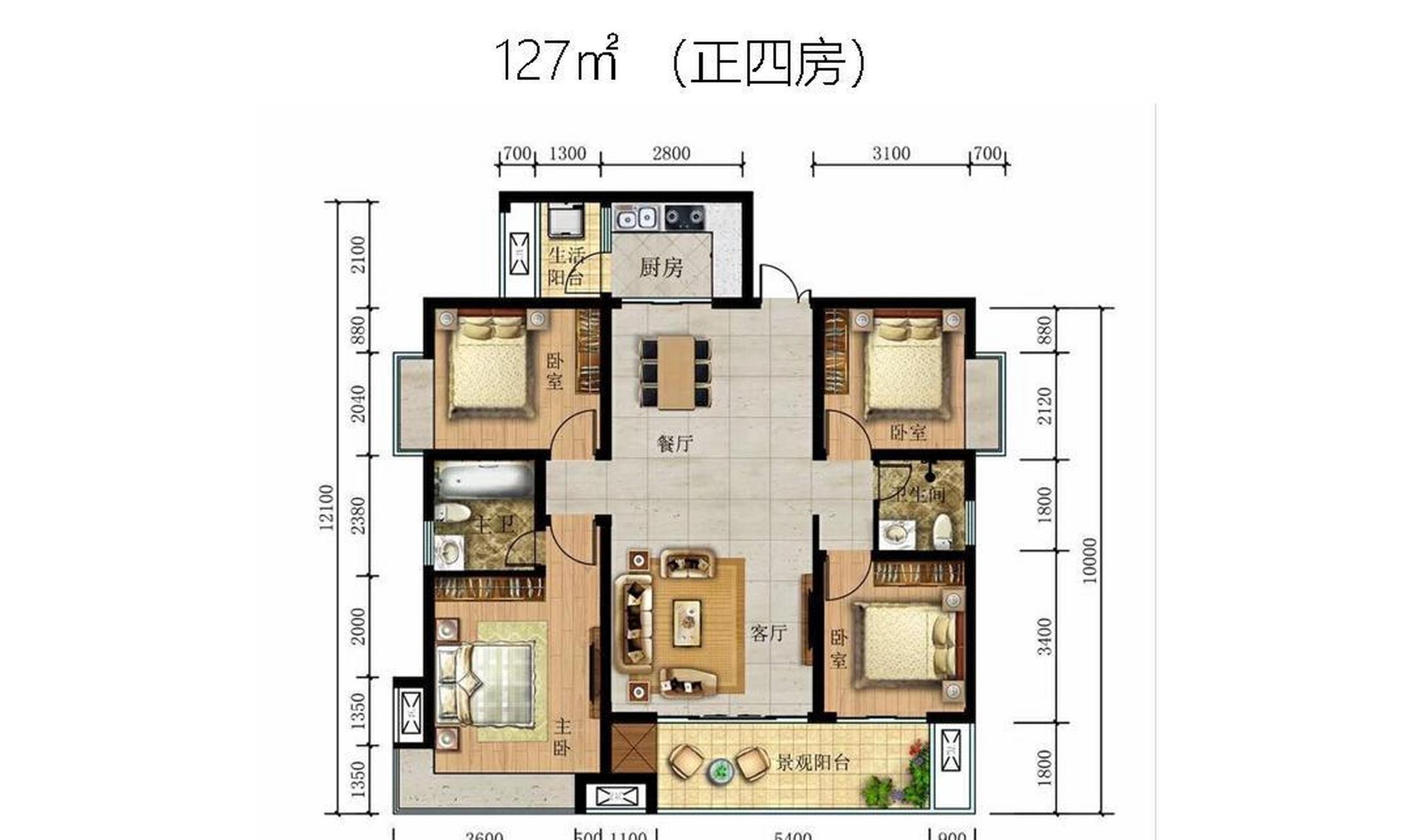 130个平方设计平面图图片