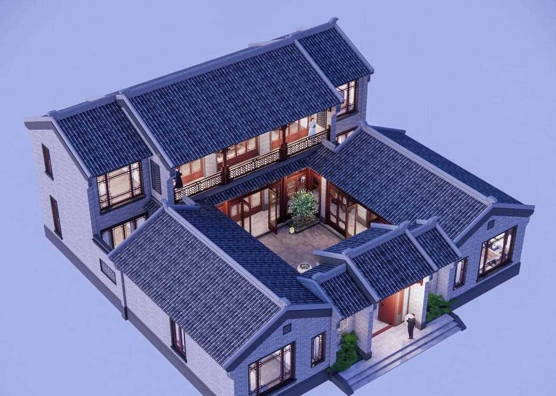 三代不过时的农村自建房,河南两层中式四合院,面宽20米深20米.