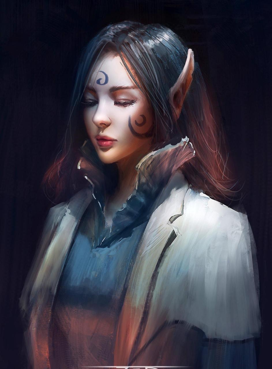 gif创作人# 越南插画师 zed 韵味十足的尖耳女性角色作品欣赏,4k俏