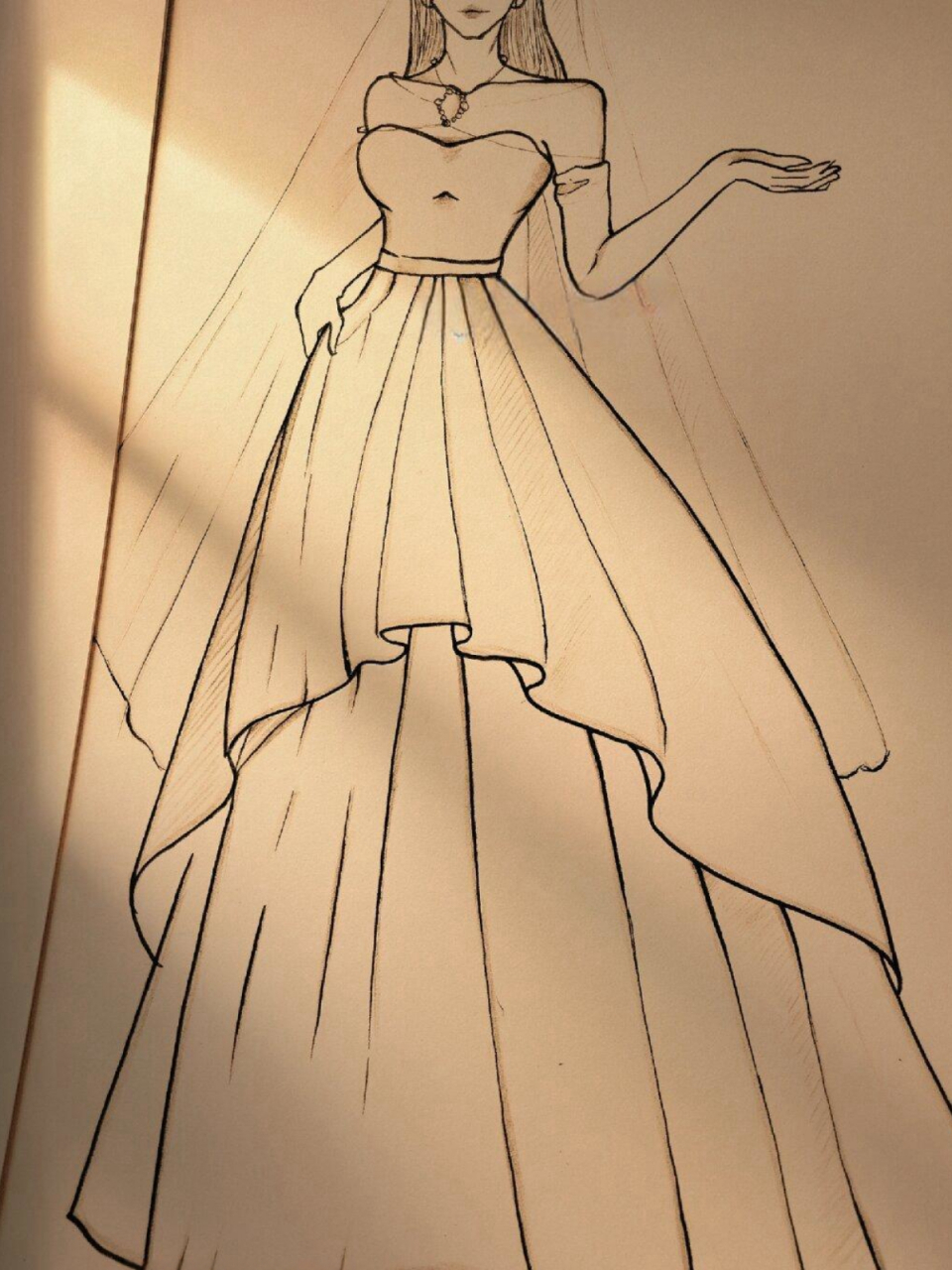 美女婚纱黑白简笔画教程  亲爱的绘画爱好者们,  希望你们喜欢今天的